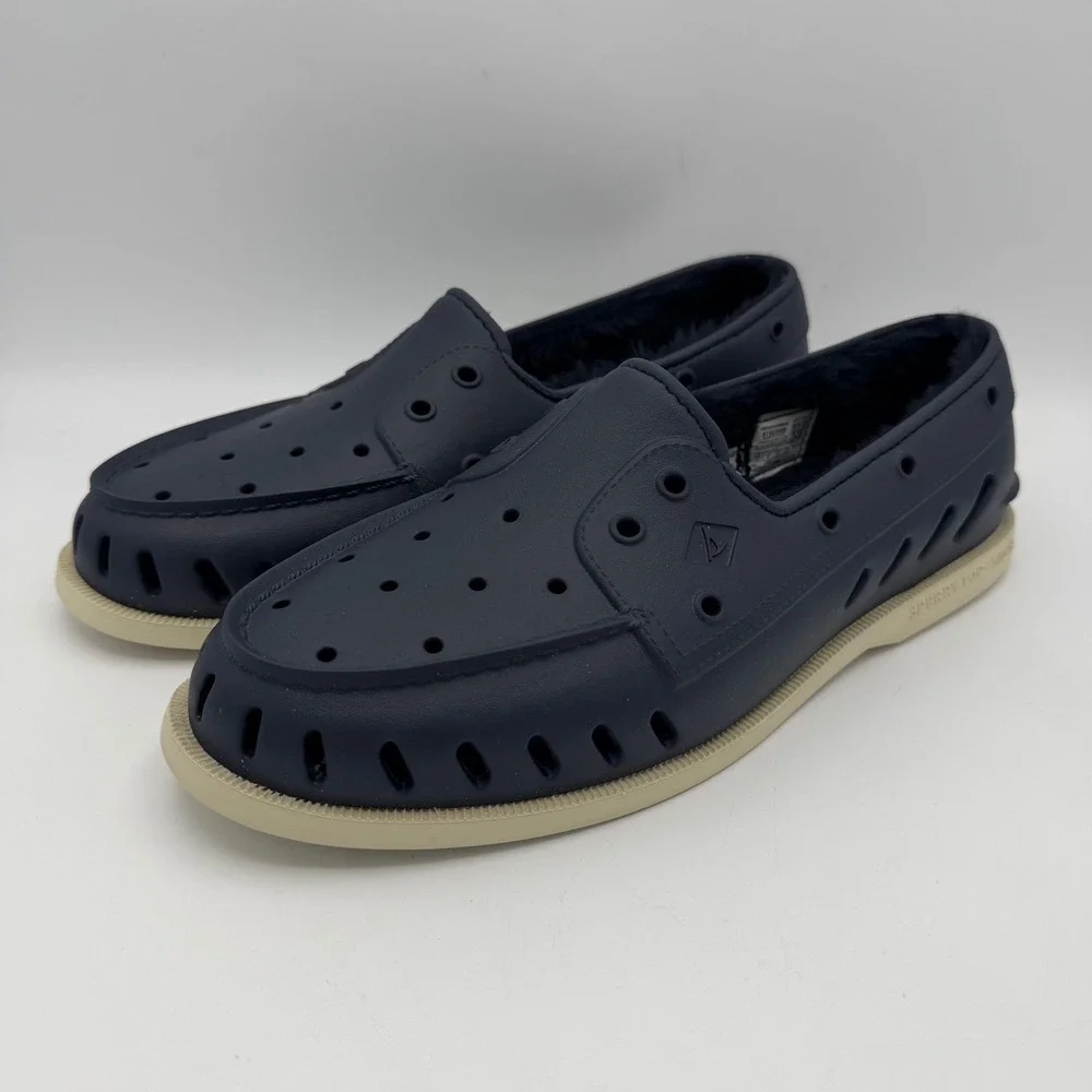 Sperry Top-Sider Float Navy Blue Faux Fur Lined Boat Shoes Mens 12 STS23886